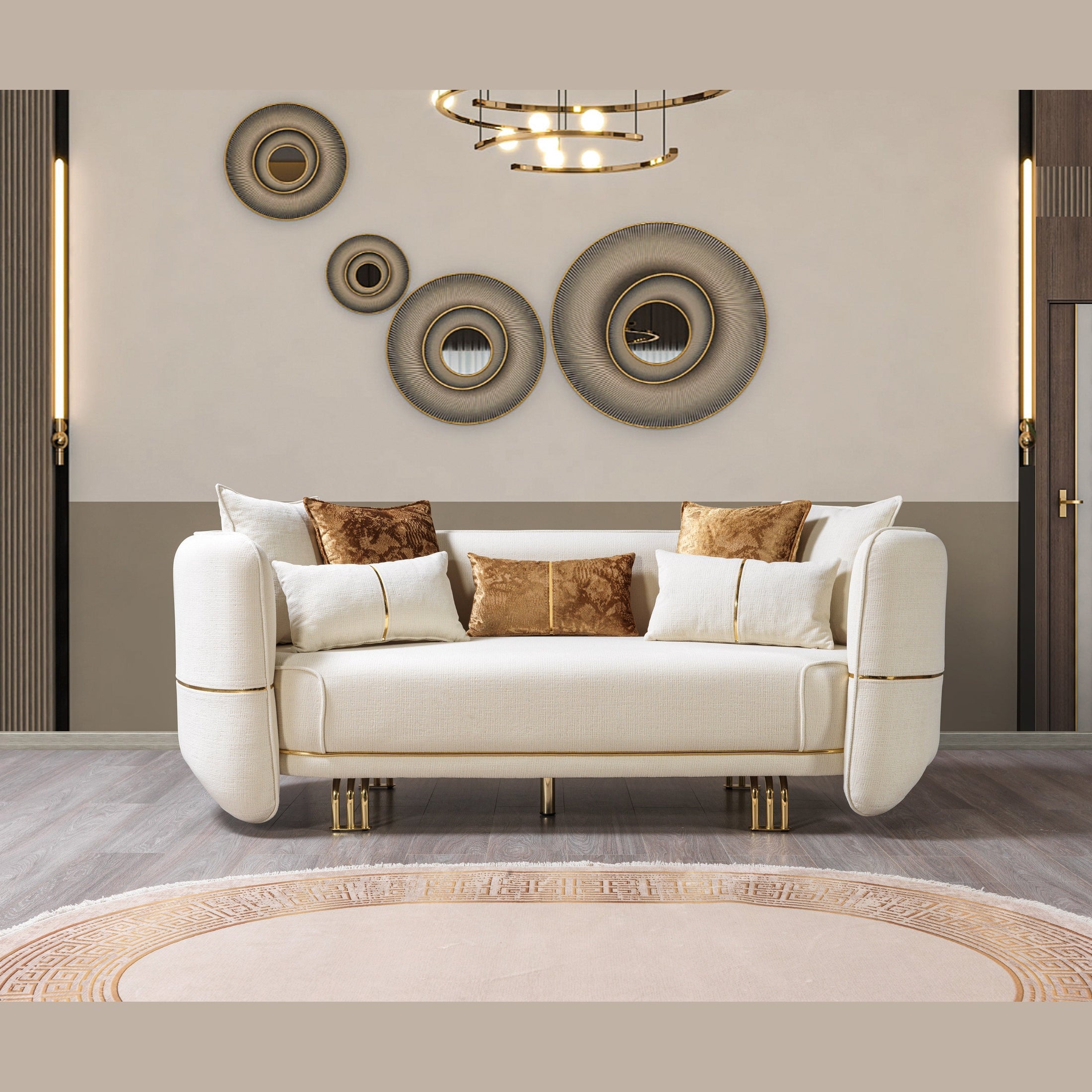 Helena Ivory Velvet Loveseat 82"