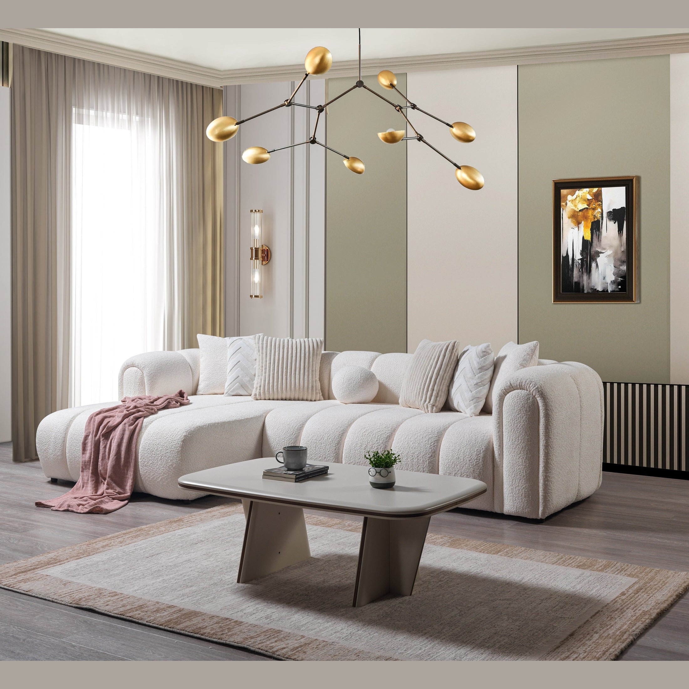 Lis Ivory Boucle LAF 115" Sectional