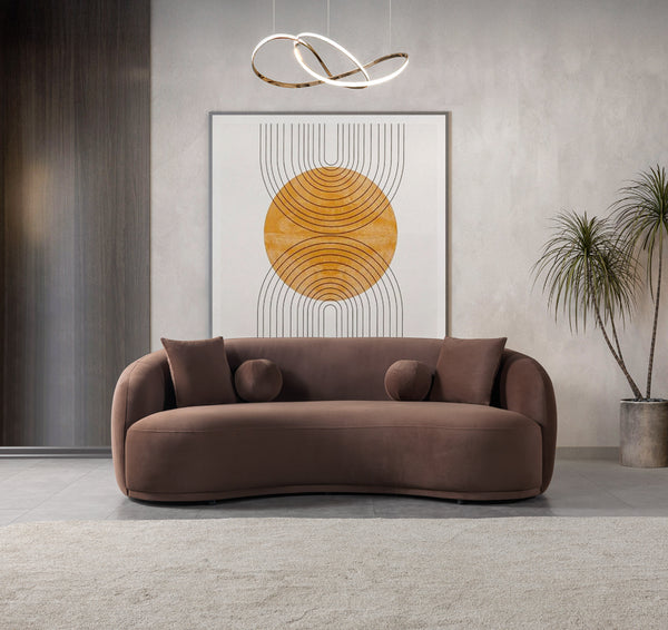 Bonita Coffee Velvet Sofa 91"