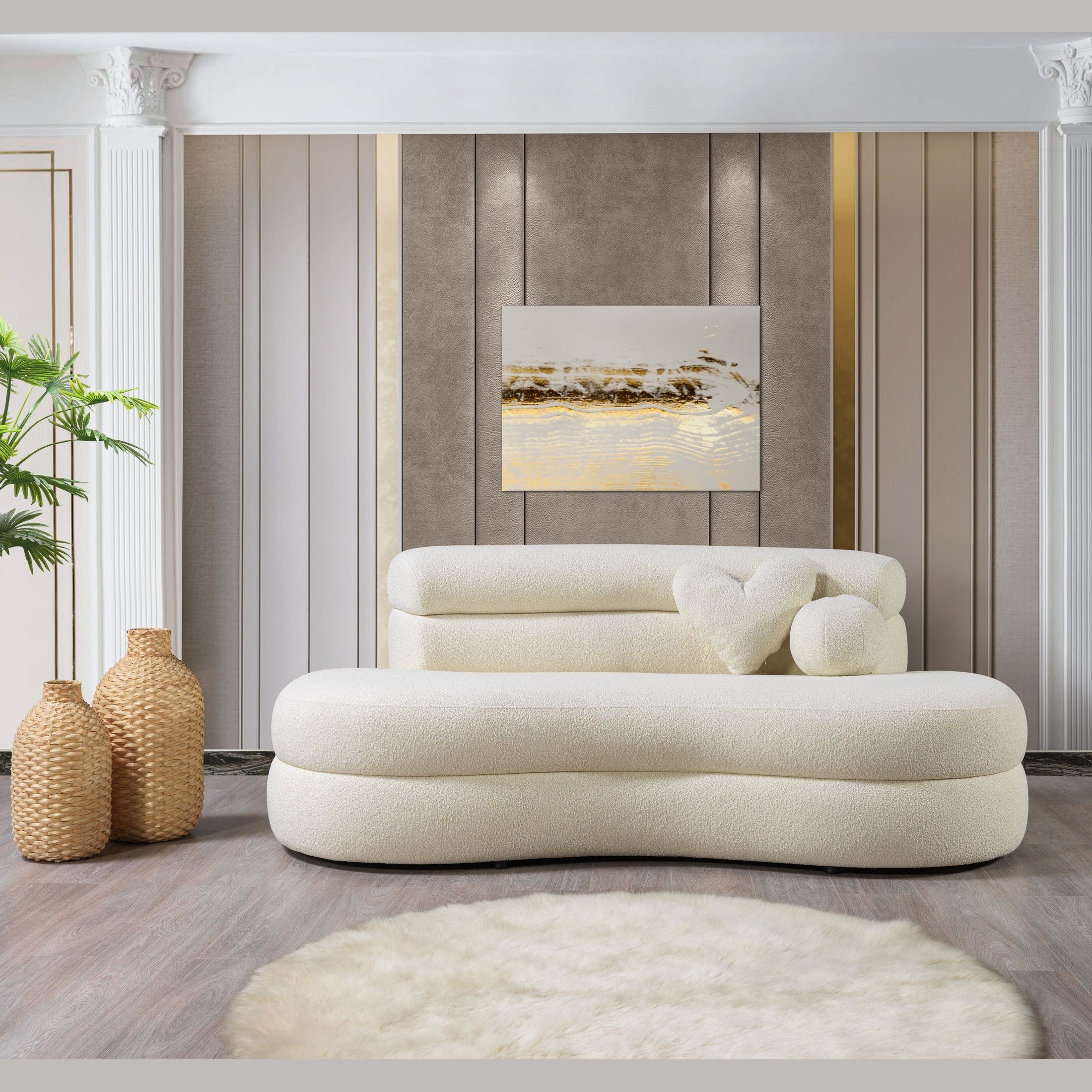 Larissa Ivory Boucle Loveseat