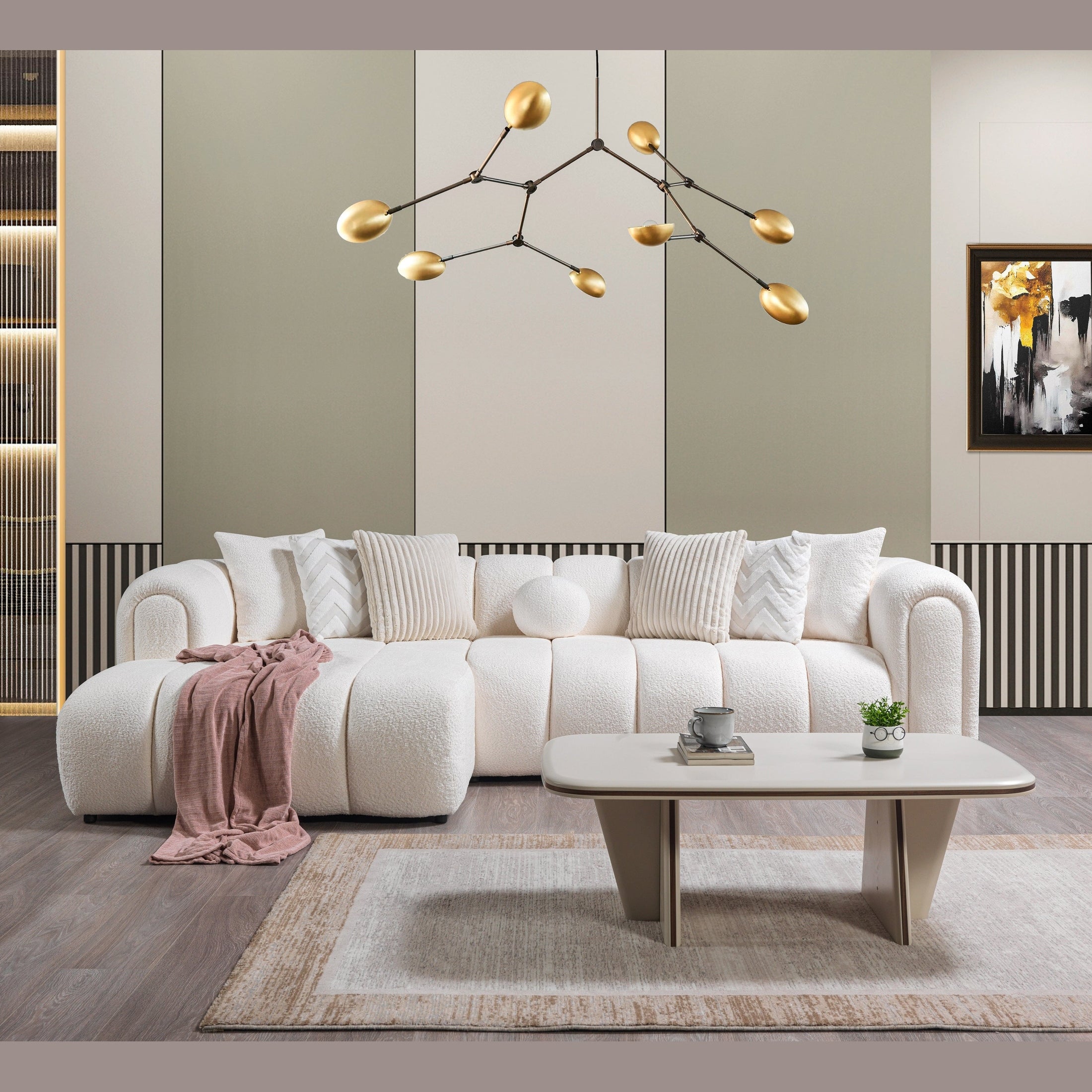 Lis Ivory Boucle LAF 115" Sectional
