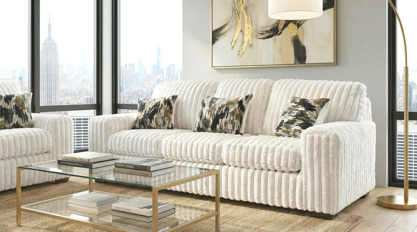 S319 Sofa and Loveseat (Ivory)